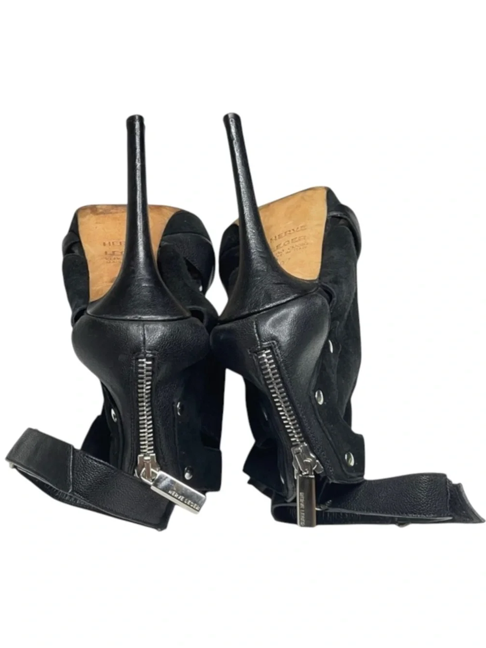 Herve Leger 𖤐 Platform Suede Leather Stiletto Heel Ankle Booties 𖤐 Black 37 7